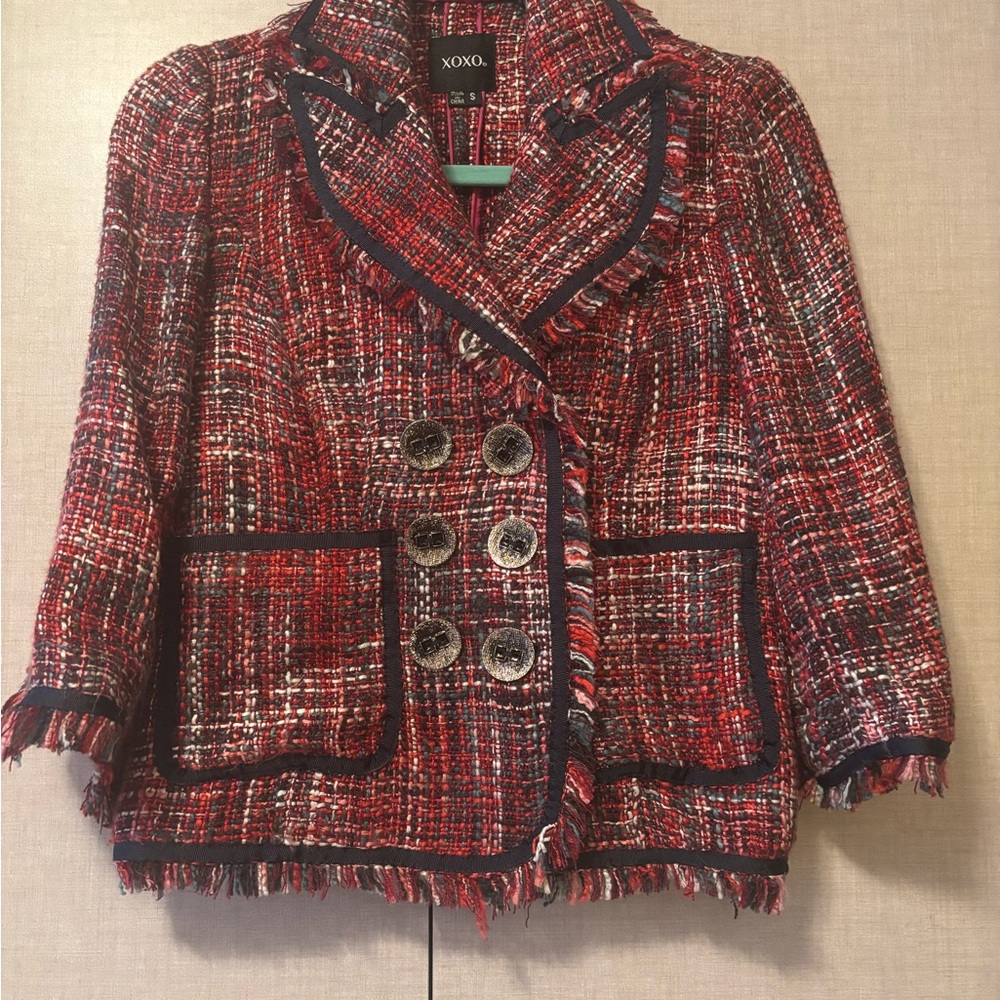 XOXO Women's Multicolor Tweed Blazer